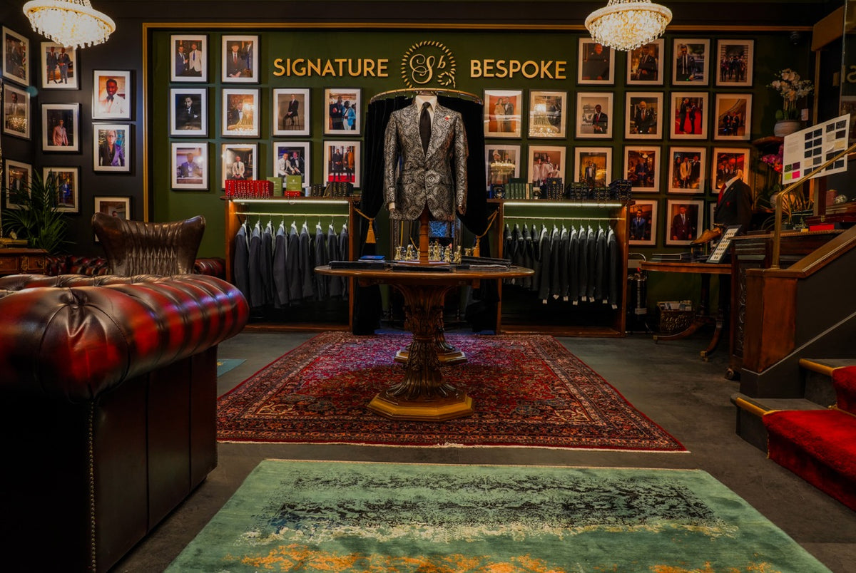 Signature Bespoke Liverpool showroom prepared for private business tailoring consultations